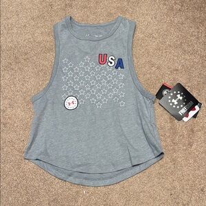 Under Armour Gray Relaxed Crop Muscle Tee